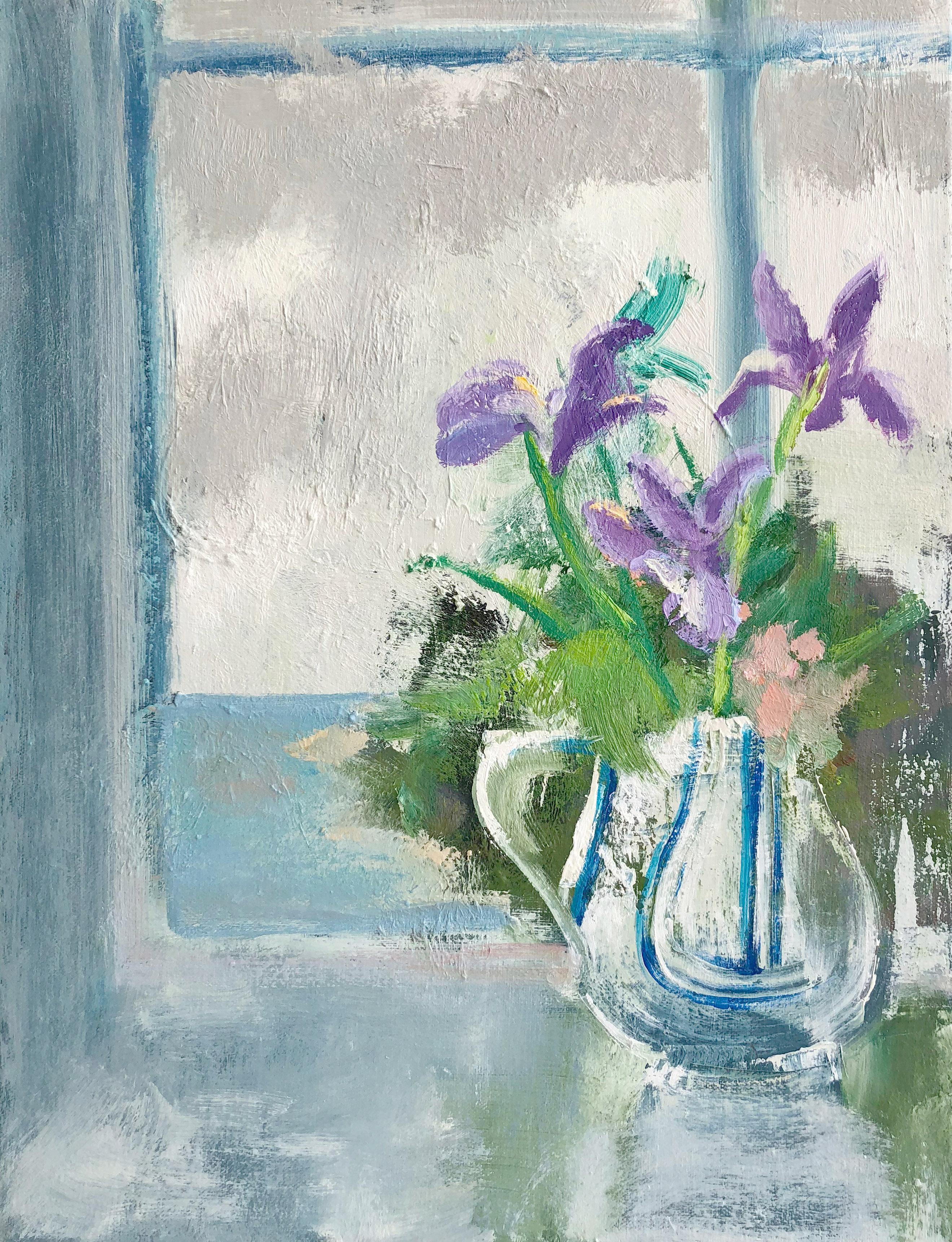 Melanie Parke Still-Life Painting - Spring Shore Still, impressionist floral still life painting