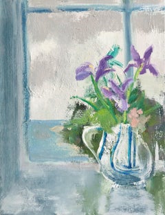 Spring Shore Still, impressionist floral still life painting