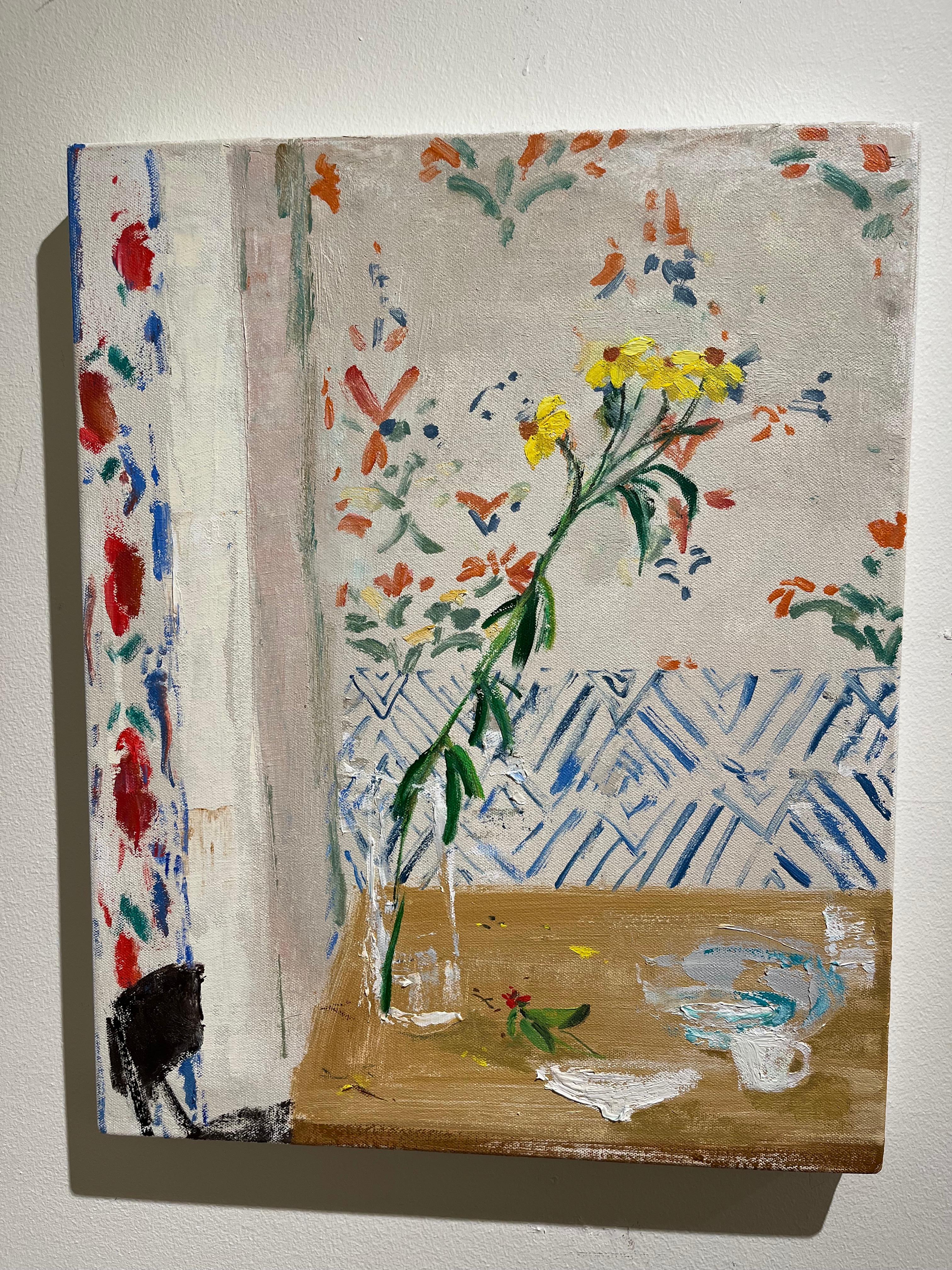 Monarch, 2022, oil on canvas,  impressionist interior and still life painting - Beige Interior Painting by Melanie Parke