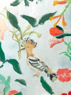 "Orange Plate" Matisse-like Still Life of Lemons/Bird, Flowers/Floral Wallpaper