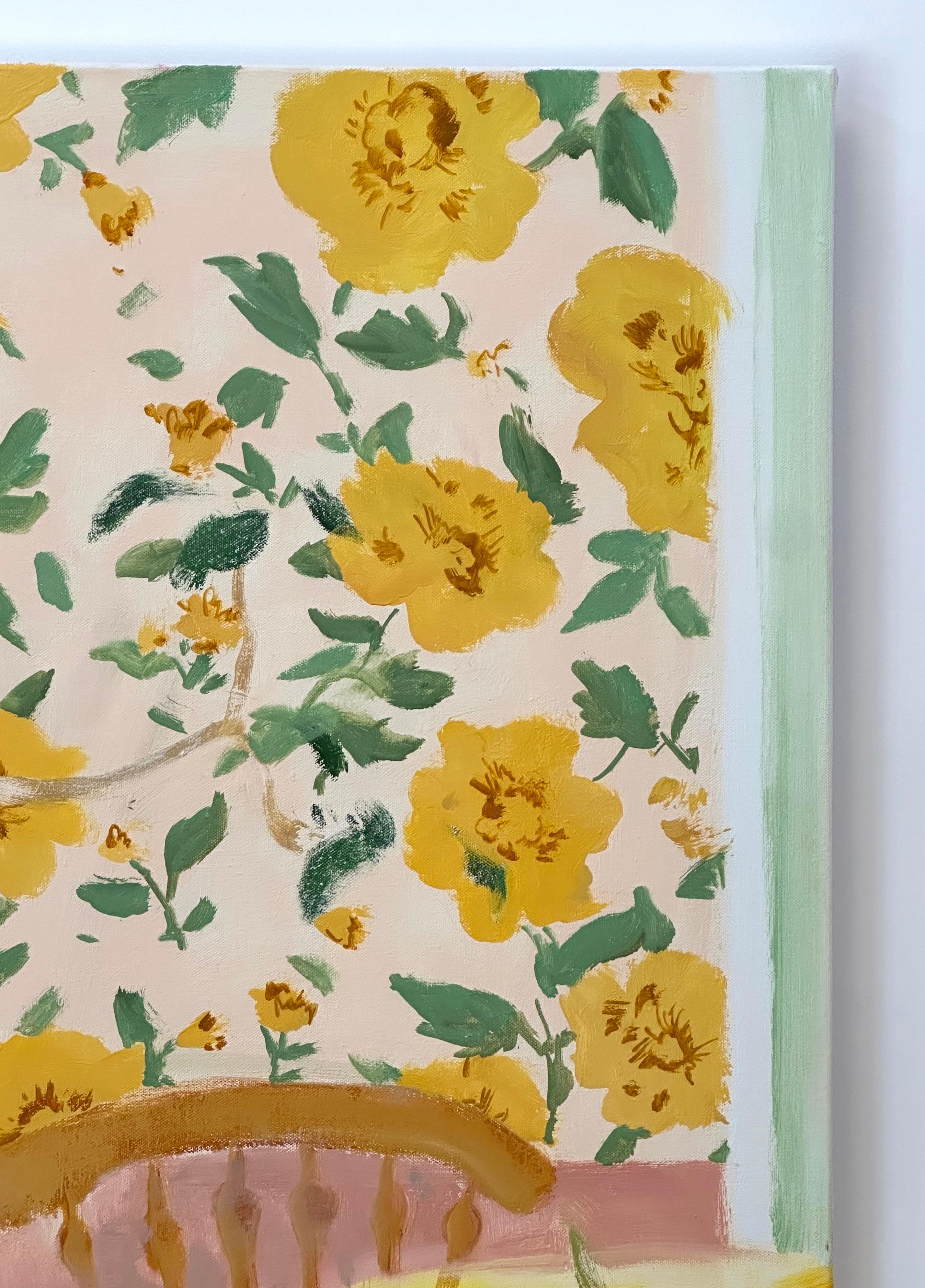 Pêches et tiges - Nature morte contemporaine Tulipes Fruits Fleurs Salle à manger, 2022 en vente 7
