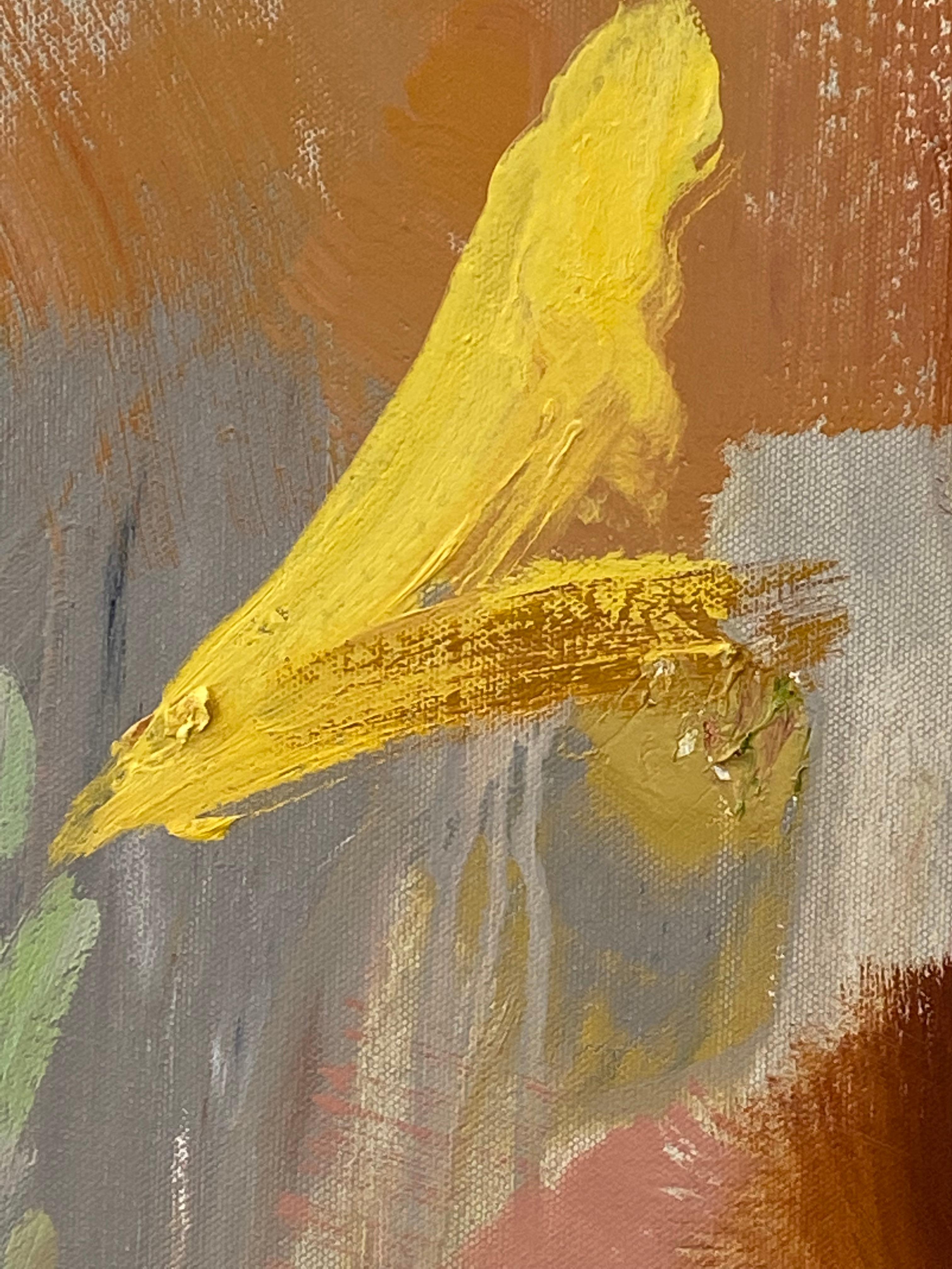 Prima Porta - Yellow Lily Flowers Green Red Peach Pink Abstract Botanical, 2021 For Sale 3