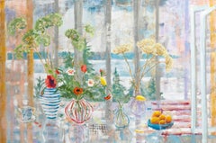 Shoreline Posey, Interior Painting Botanical Still Life, Lake Landscape, Fruits