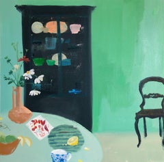 The Margarete, Still Life, Interior, Green Dining Room, Daisies, Fruit