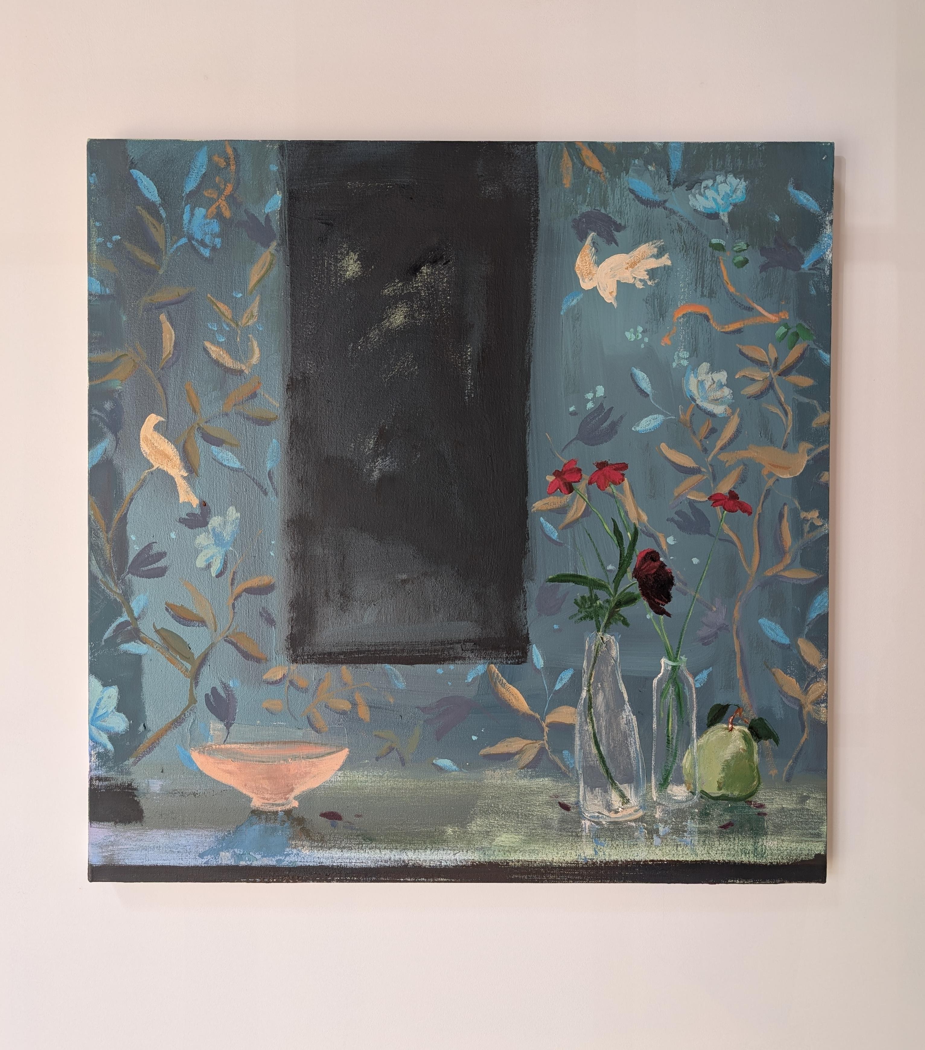 Wild Onion - Contemporary Still Life Flowers Pattern Fruit Night Window, 2025 - Painting by Melanie Parke