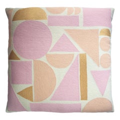 Melanie Peach and Gold Hand Embroidered Modern Geometric Floor Pillow Cover