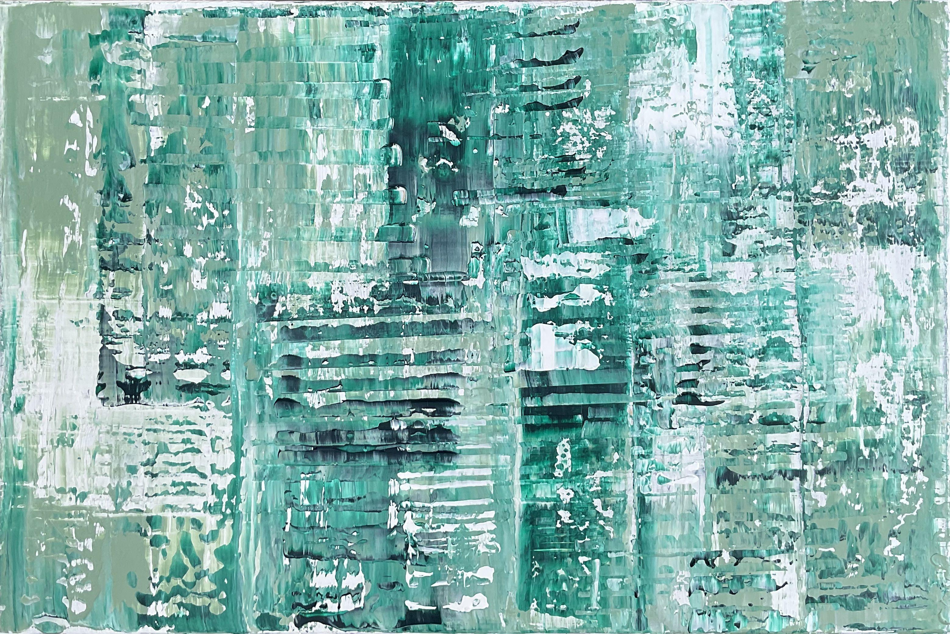 Melanie Renshaw Abstract Painting - Phthalo Green Abstract