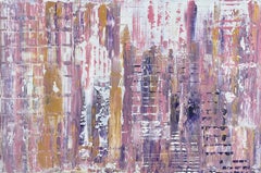 Ultramarine Violet avec abstrait or et rose