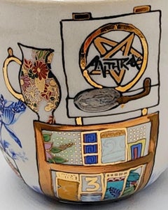 Anthrax Homage - handpainted Cup w/mid-century interior & Anthrax record playing