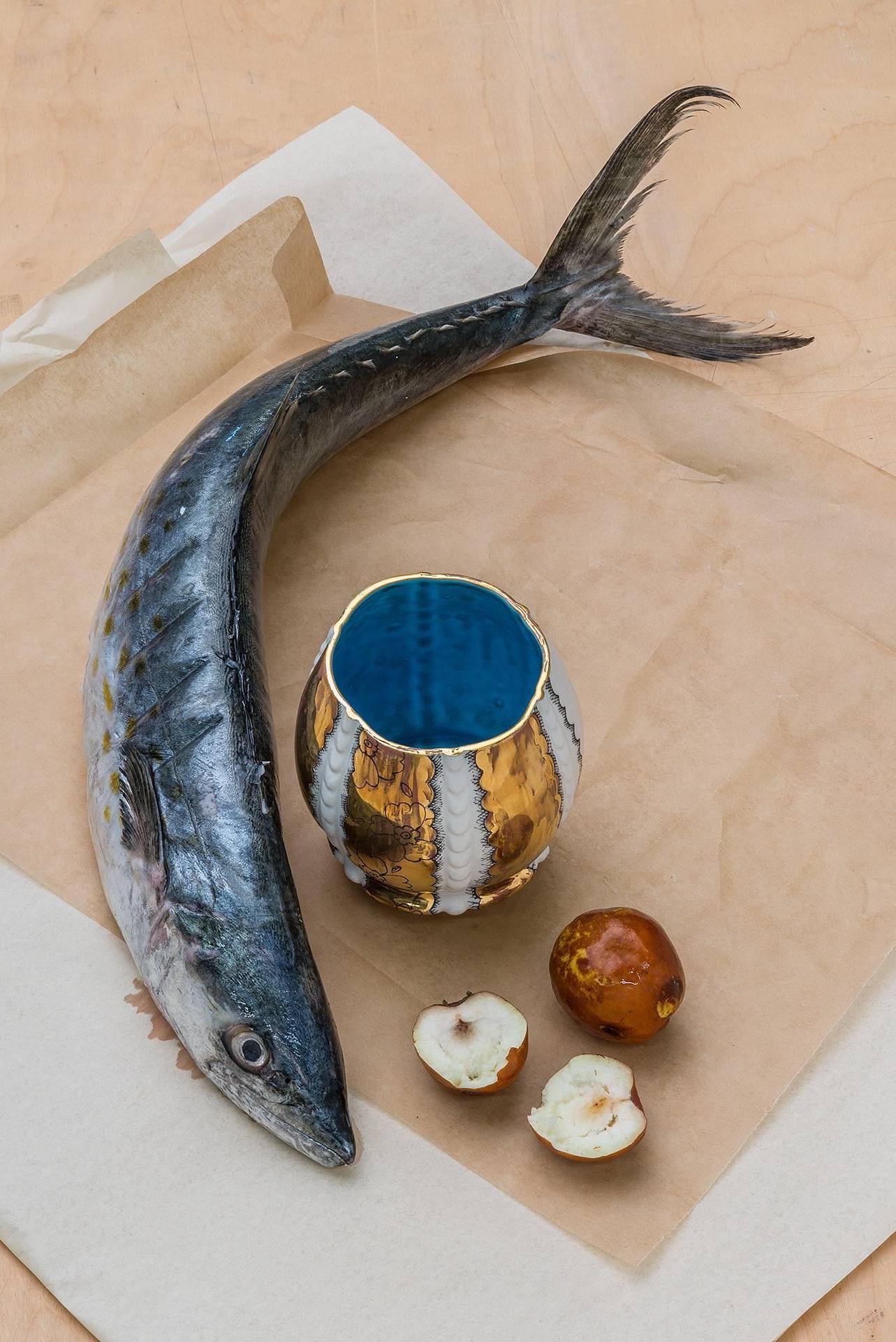 Melanie Sherman Figurative Photograph - Cup with Fish, Fruit (Memento Mori)