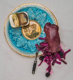 Vintage Platter with Kidney, Blackberries, Kimchi, Eel (Memento Mori)