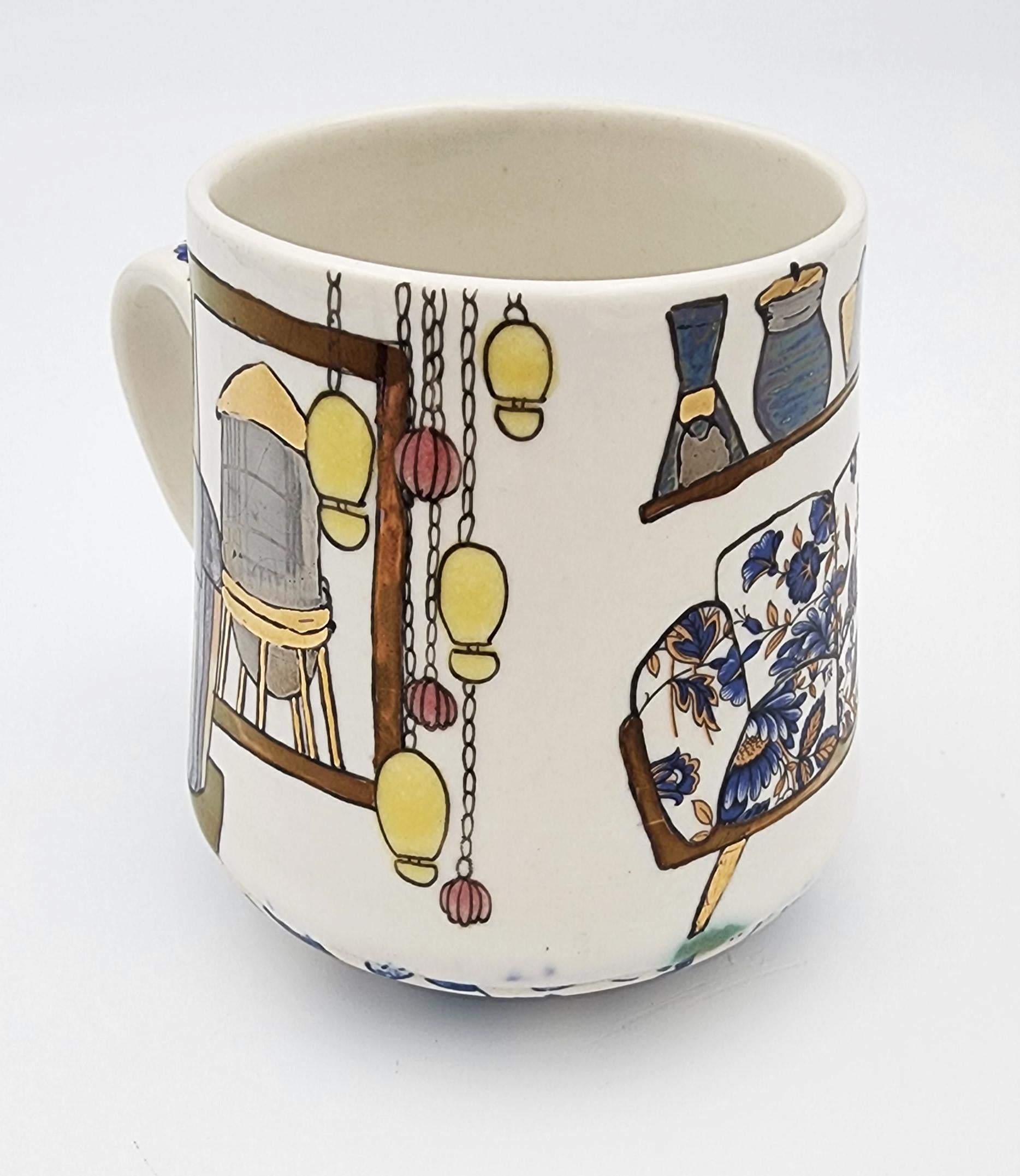 Cup with Interior I (Hand-Painted, Gold Luster, Kaneko, Christa Assad, Anderson) - Modern Sculpture by Melanie Sherman