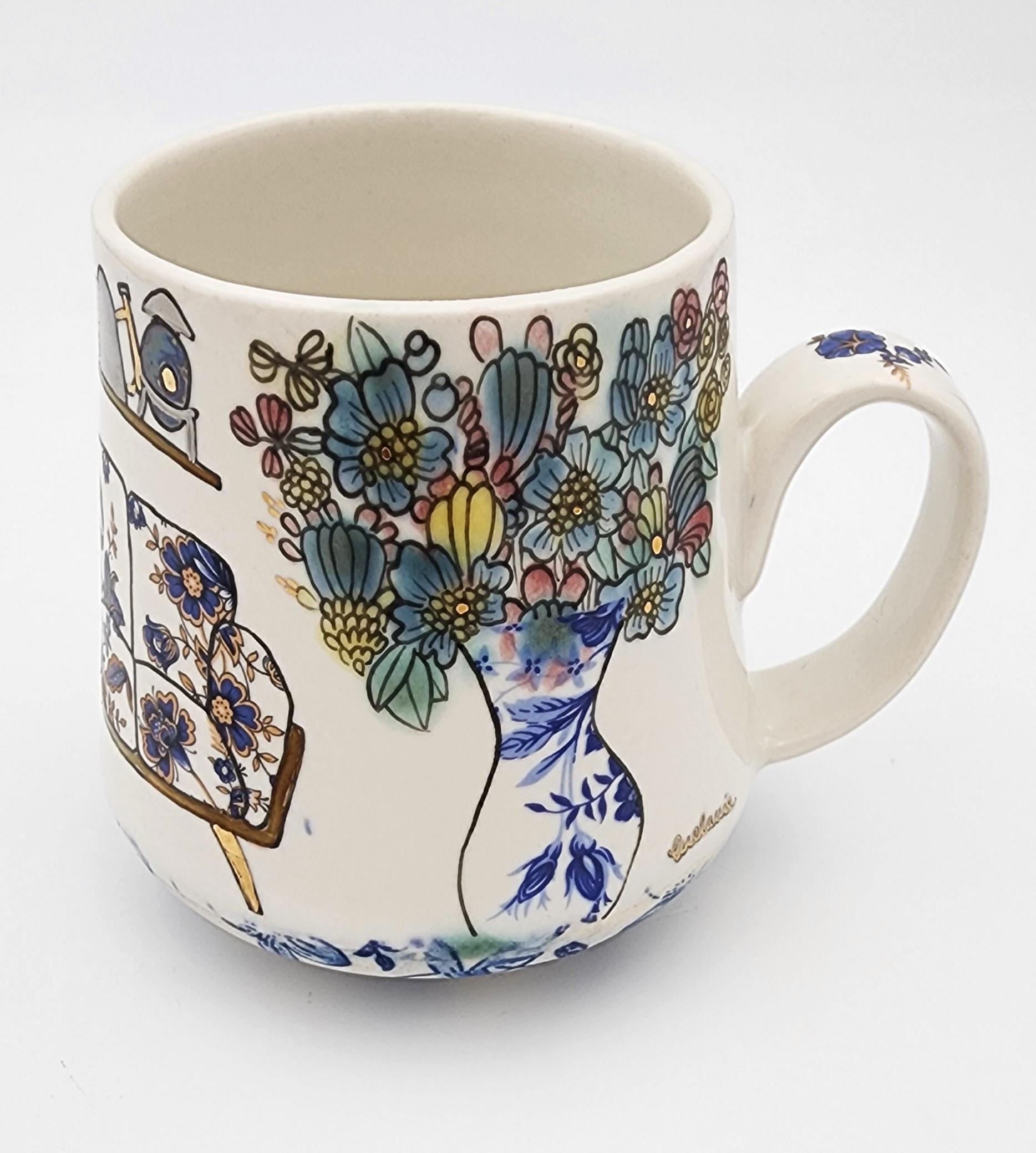 Cup with Interior I (Hand-Painted, Gold Luster, Kaneko, Christa Assad, Anderson) For Sale 1