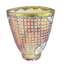 Vase peint à la main et décoré (peint à la main, lustre or, imagerie vintage)