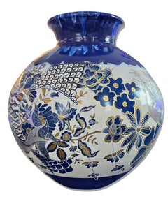 Made-To-Order-Vase (Handbemalte, goldfarbene Lüster, Platinlüster, Vintage-Bilder)