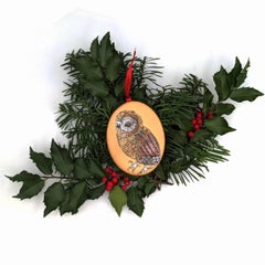 Ornament  Owl (Medium) (MADE TO ORDER) (Hand-painted, hand-made, porcelain)
