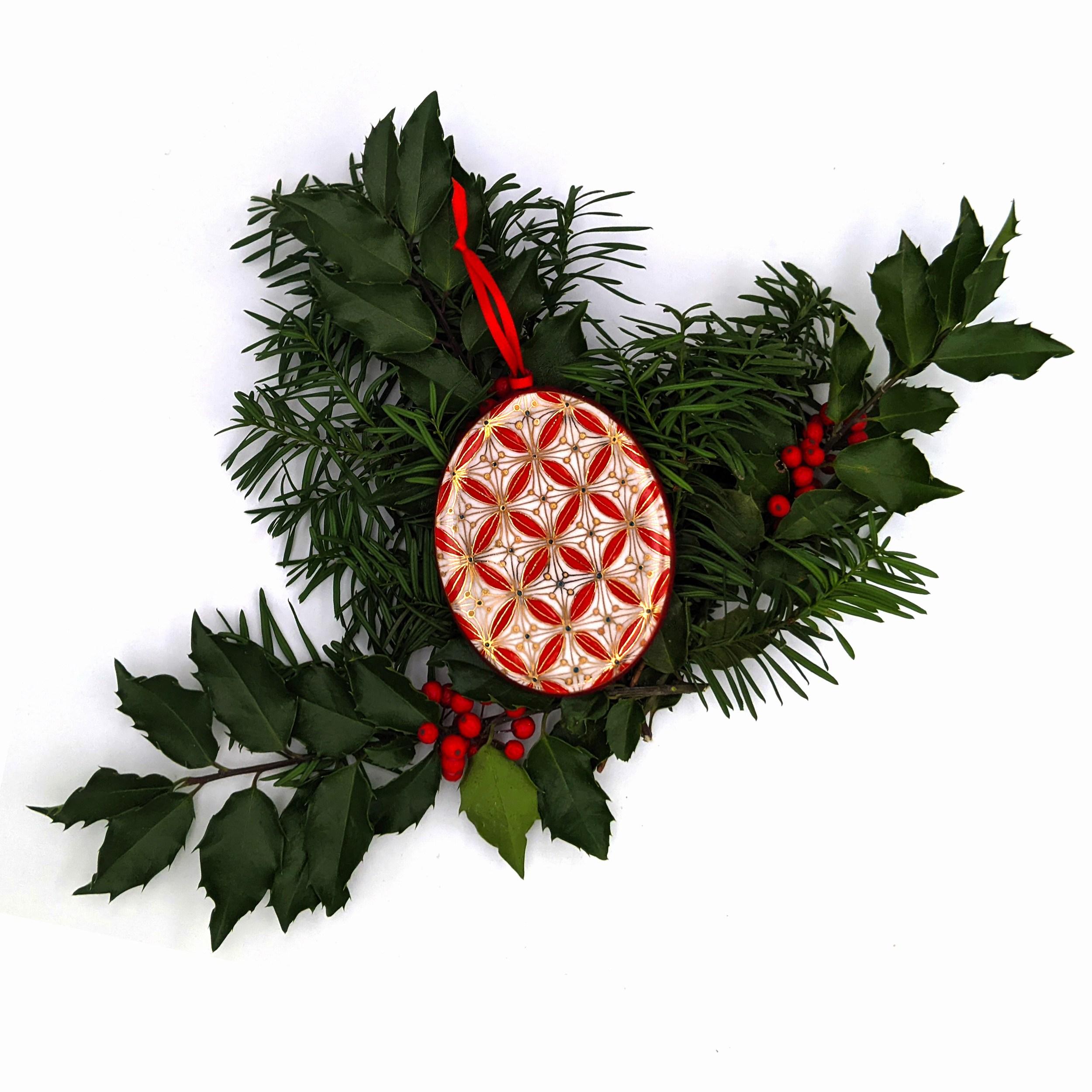Ornament  Red, Turquoise & Gold Pattern (MADE TO ORDER) (~50% OFF LIMITED TIME)