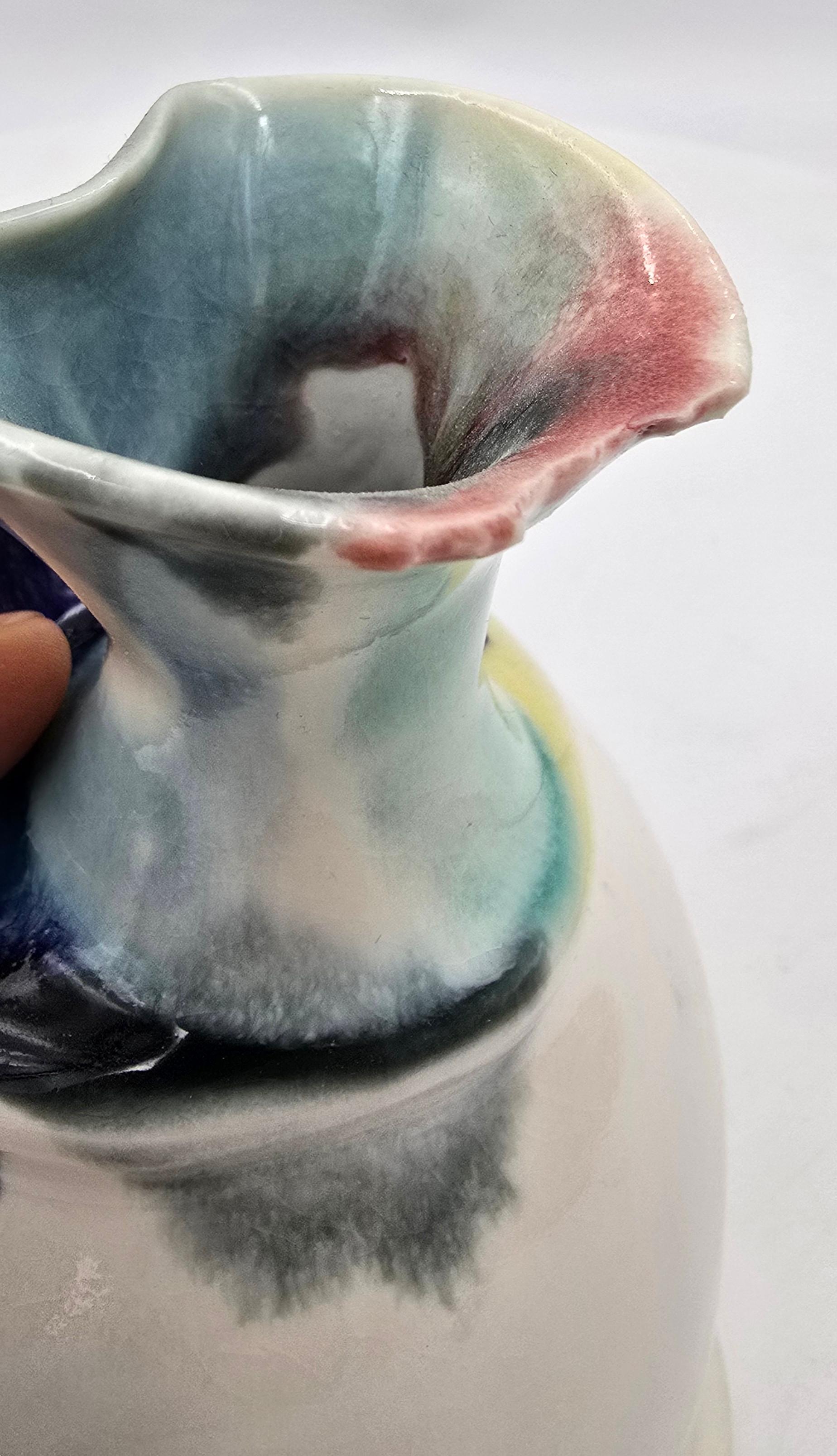 Vase with 3 Openings  (Handmade, Pastel, Warm Tones, Smooth, Curvy) For Sale 6