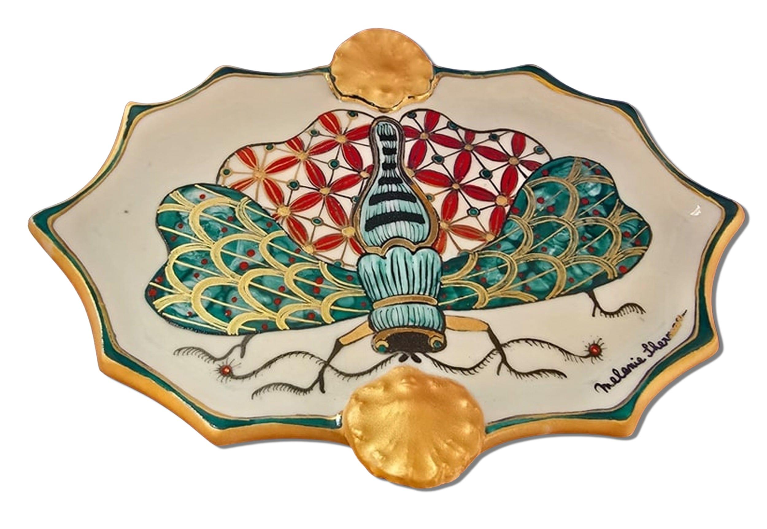 Polilla vintage III (Hecho a medida, Pintado a mano, Brillo dorado, Imágenes vintage)