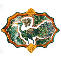 Vintage Peacock I (Wall Piece/Dish) (MADE TO ORDER) (Hand-painted, Porcelain)