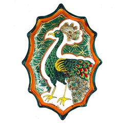 Vintage Peacock II (Wall Piece/Dish) (MADE TO ORDER) (Hand-painted, Porcelain)
