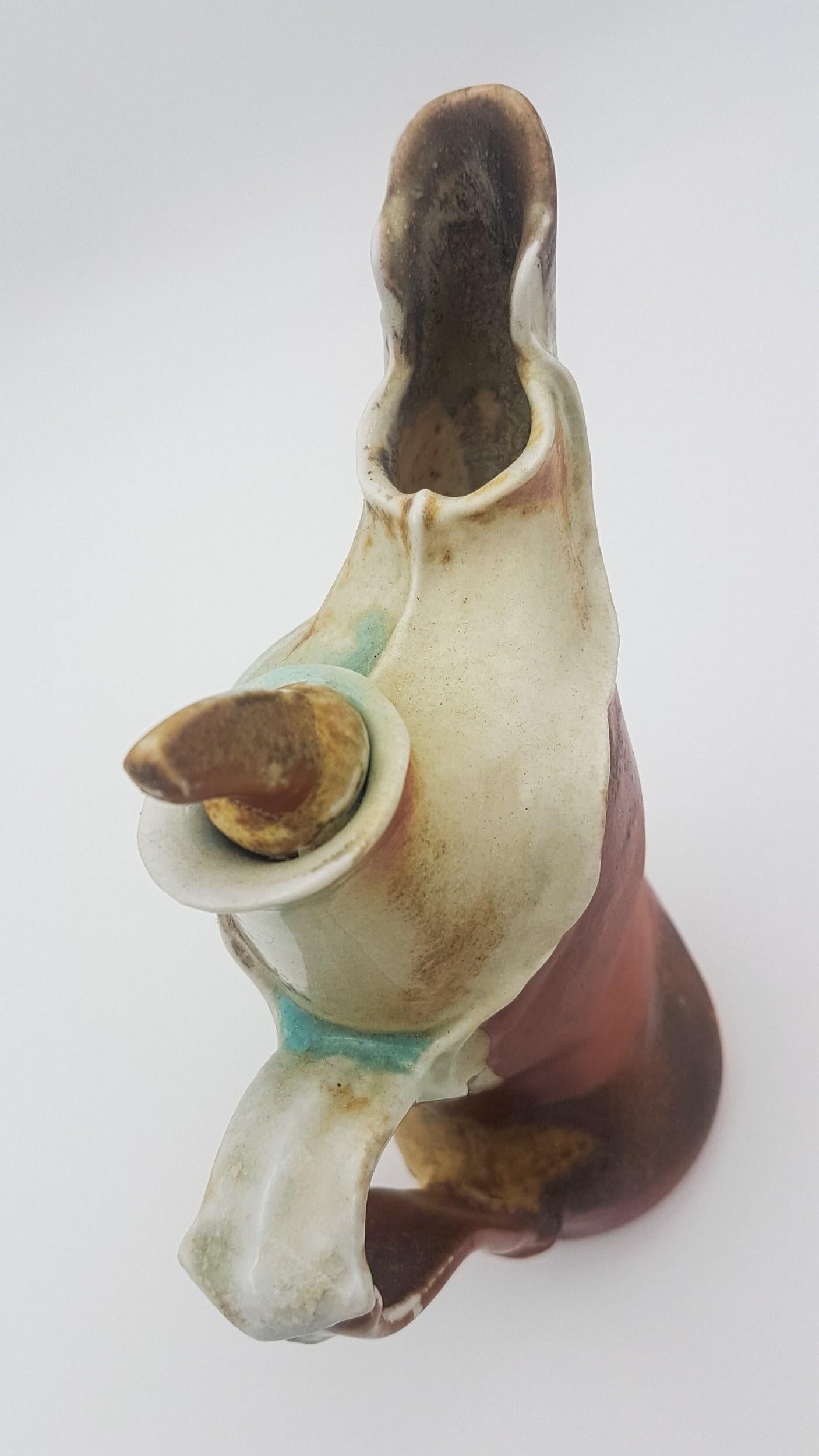 Wood Fired Pitcher (Anagama, Cave, Kiln, Dan Anderson, Rustic) - Modern Sculpture by Melanie Sherman