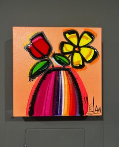 Melanie Simard, "Dolcezza quotidiana", quadro a tecnica mista con bouquet floreale 12x12