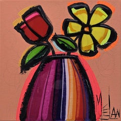 Melanie Simard, "Dolcezza quotidiana", quadro a tecnica mista con bouquet floreale 12x12