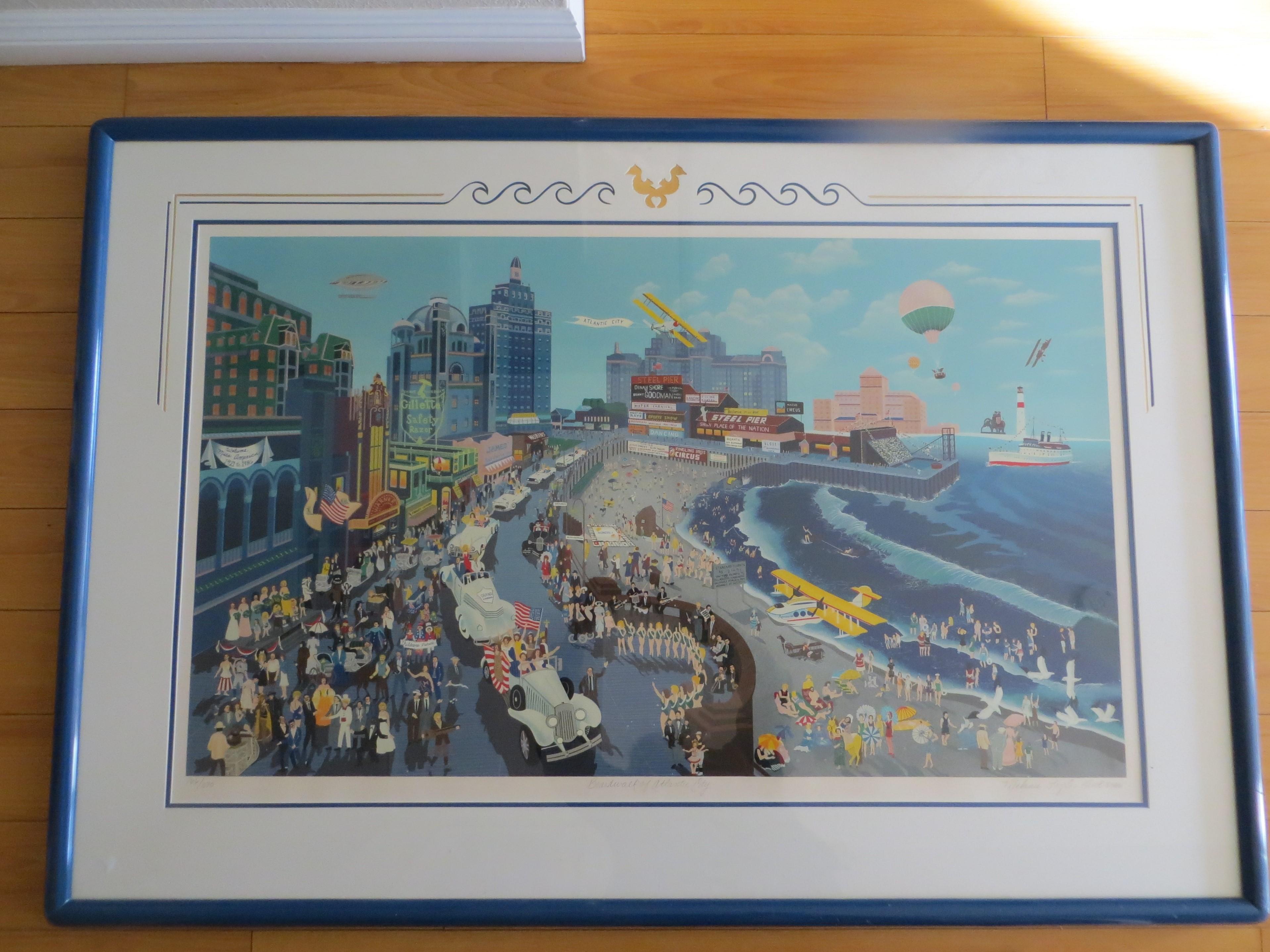 Boardwalk of Atlantic City lithograph by Melanie Taylor - Contemporary Print by Melanie Taylor Kent 
