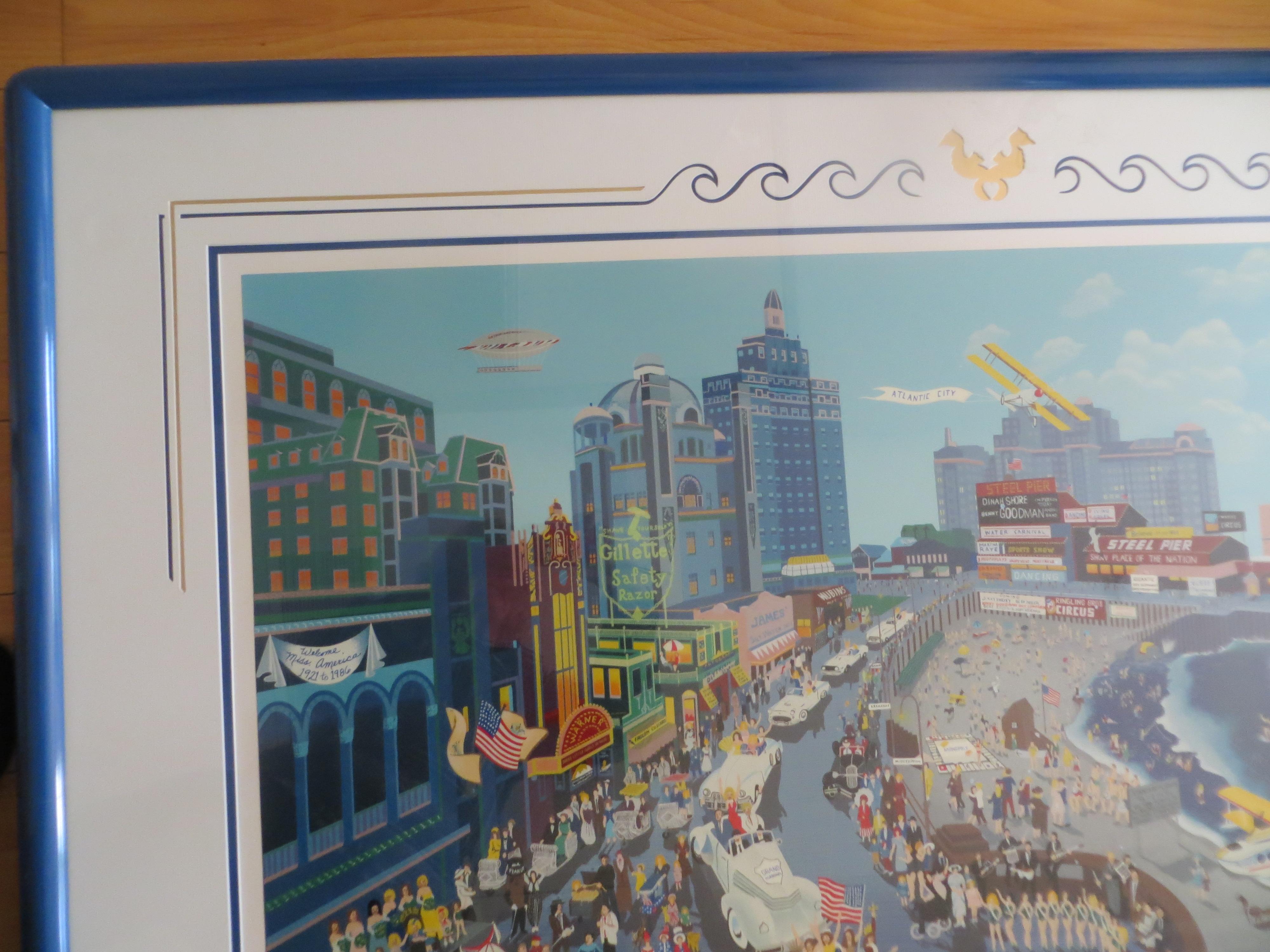 Boardwalk of Atlantic City lithograph by Melanie Taylor For Sale 2