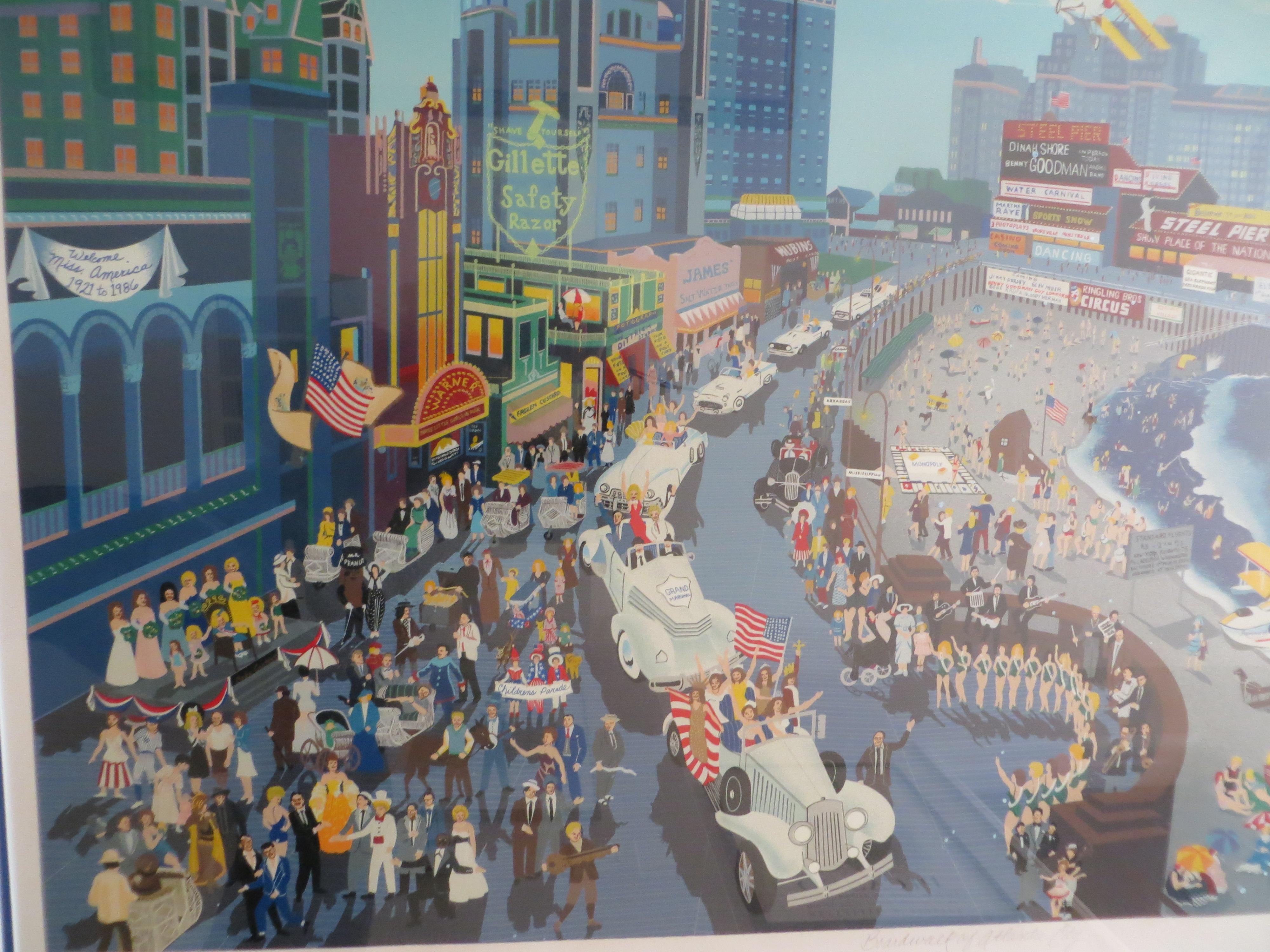 Boardwalk of Atlantic City lithograph by Melanie Taylor For Sale 3