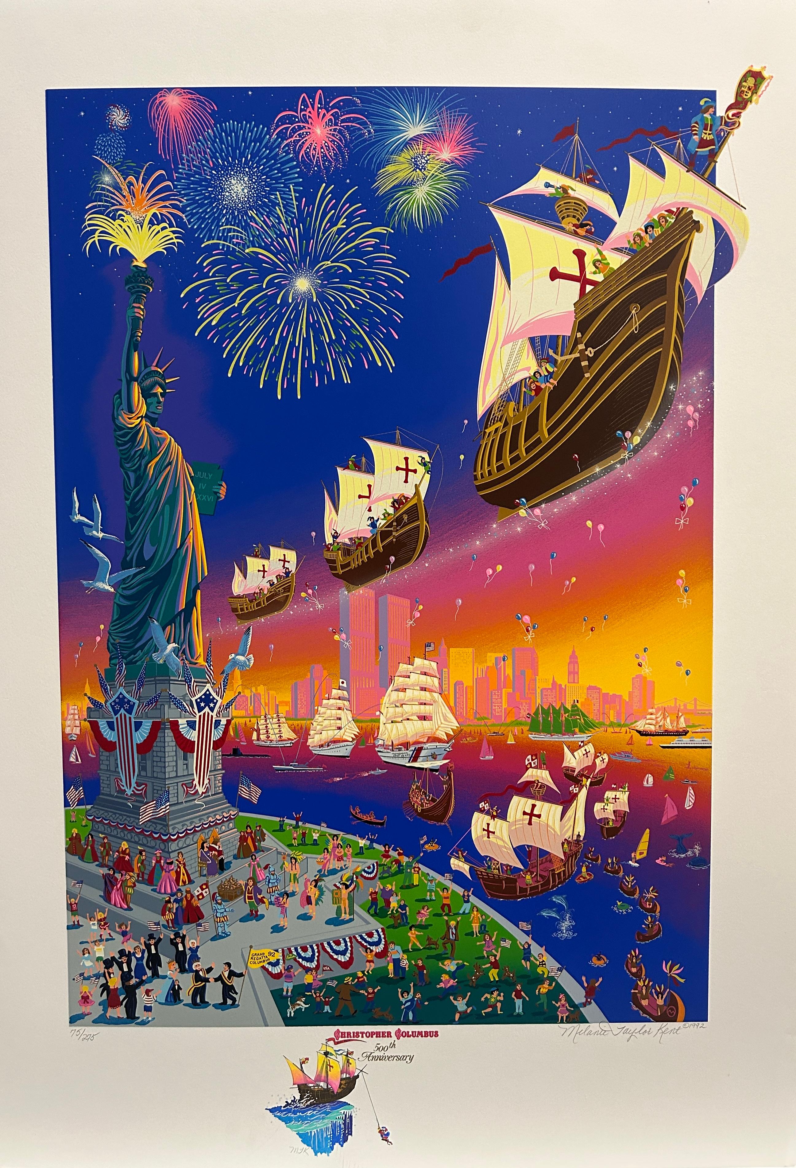 Figurative Print Melanie Taylor-Kent - Christopher Columbus 500e anniversaire