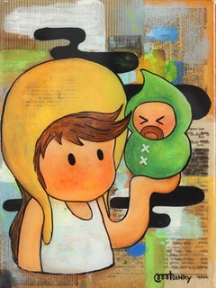 The One With The Bean 2 - Original Joyful Whimsical Illustration Painting