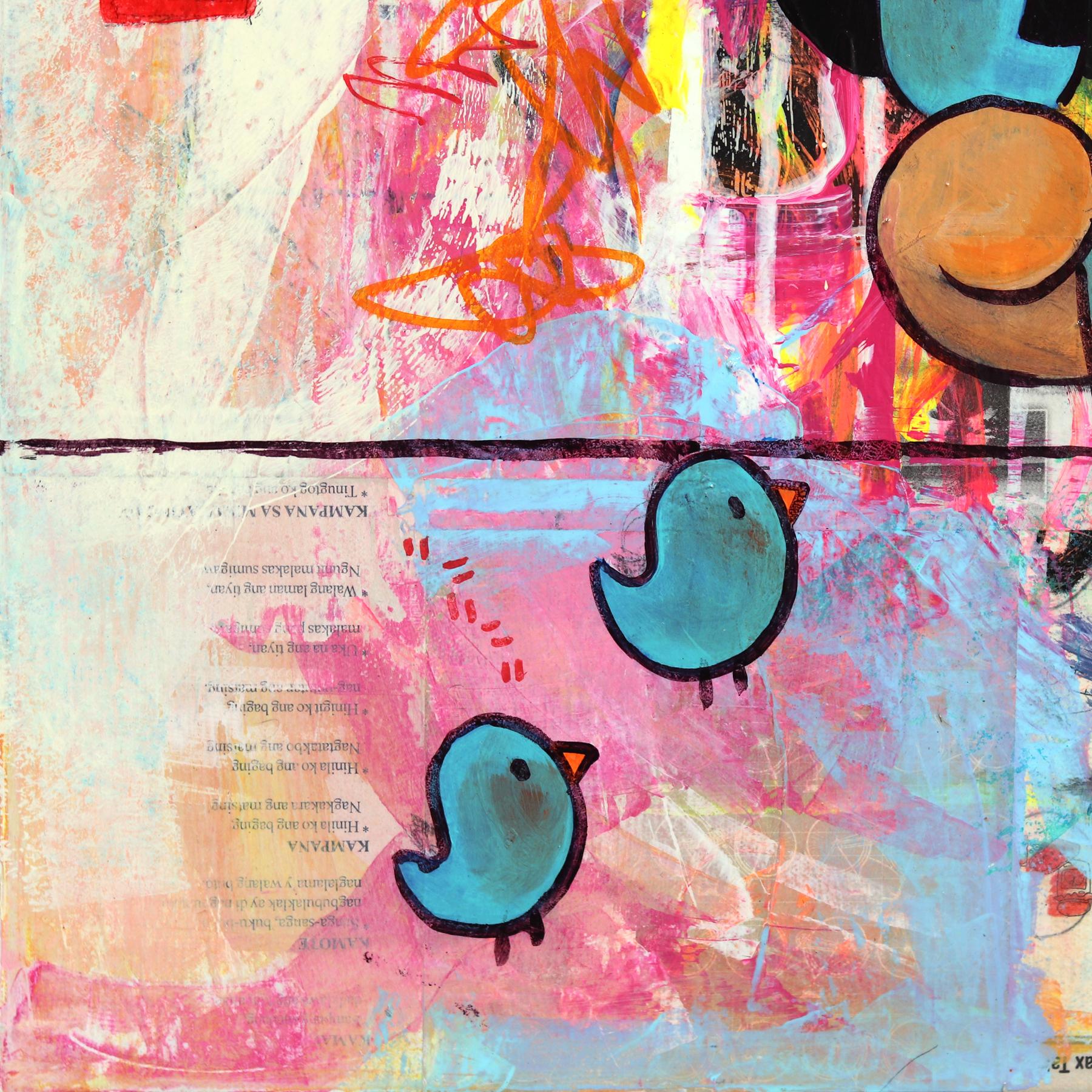 The One With The Chippy - Colorful Whimsical Mixed Media Figurative Artwork For Sale 2