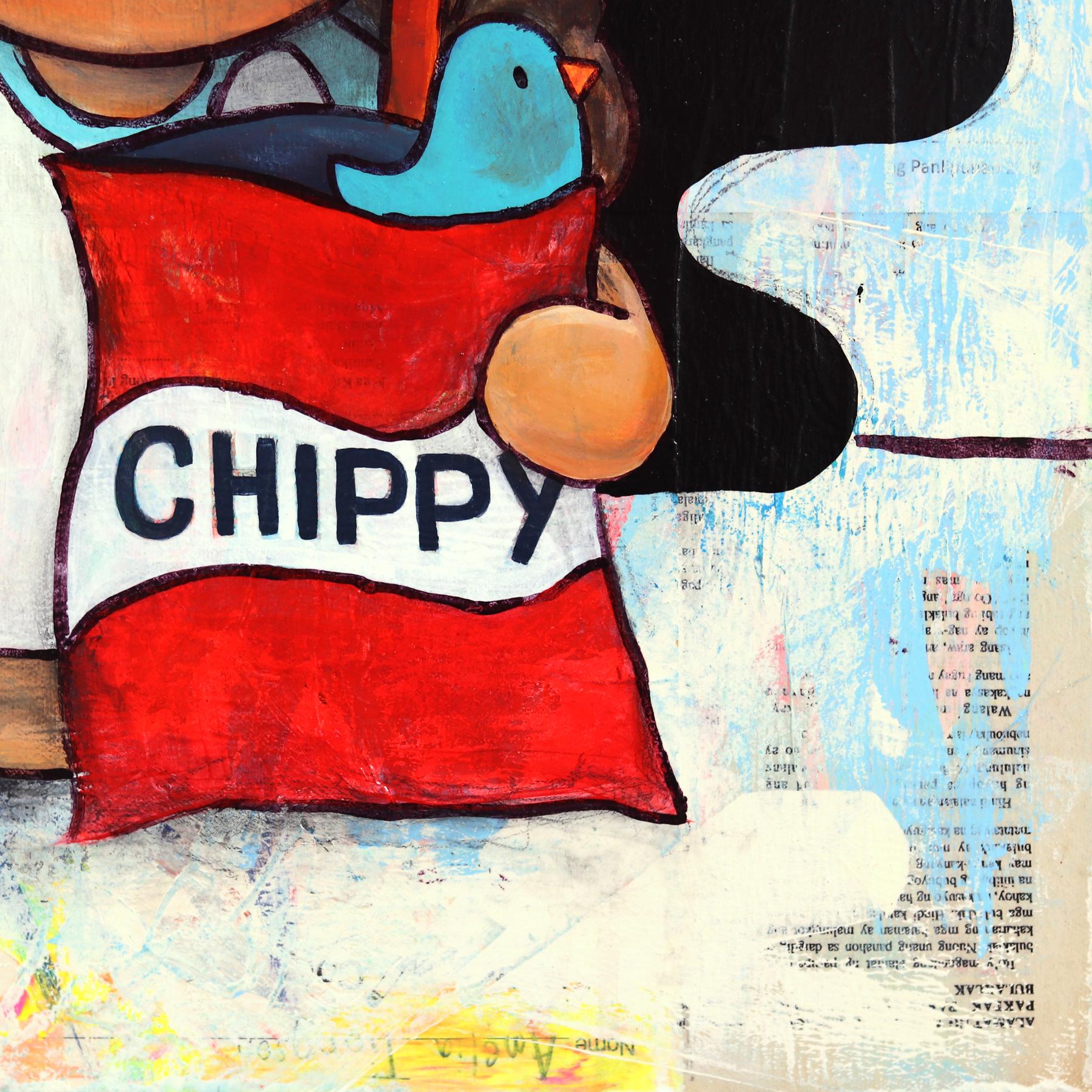 The One With The Chippy - Colorful Whimsical Mixed Media Figurative Artwork For Sale 4