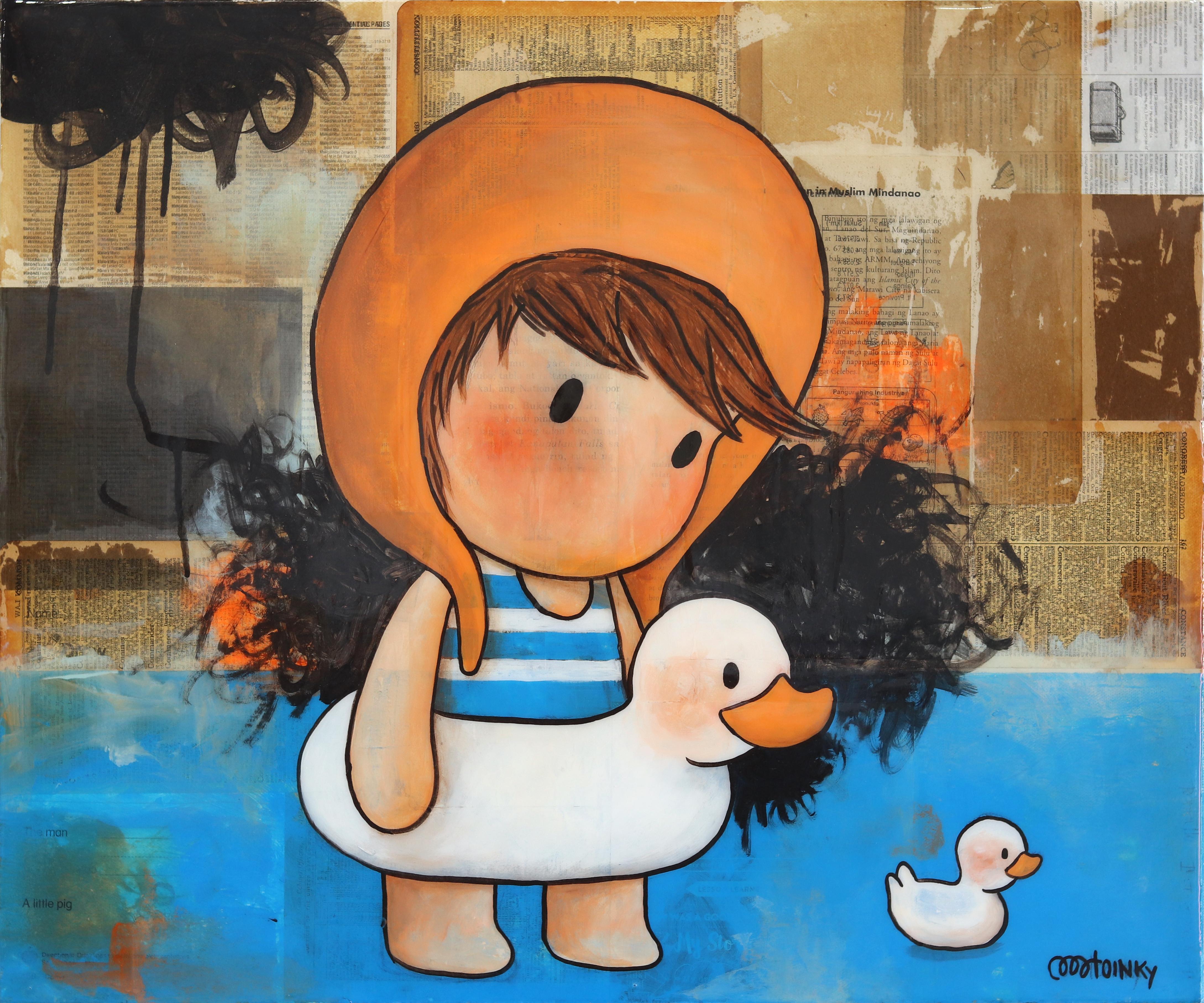„The One With The Ducks“ – Original Gemälde in Mischtechnik – Mixed Media Art von Melanie Tiongson