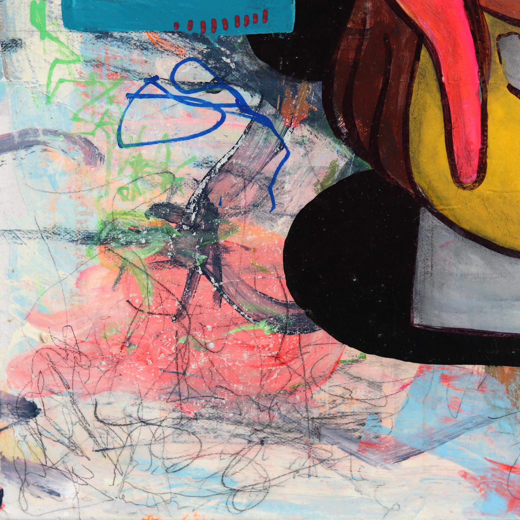 The One With the Game - Buntes zeitgenössisches figuratives Kunstwerk aus gemischten Medien im Angebot 3