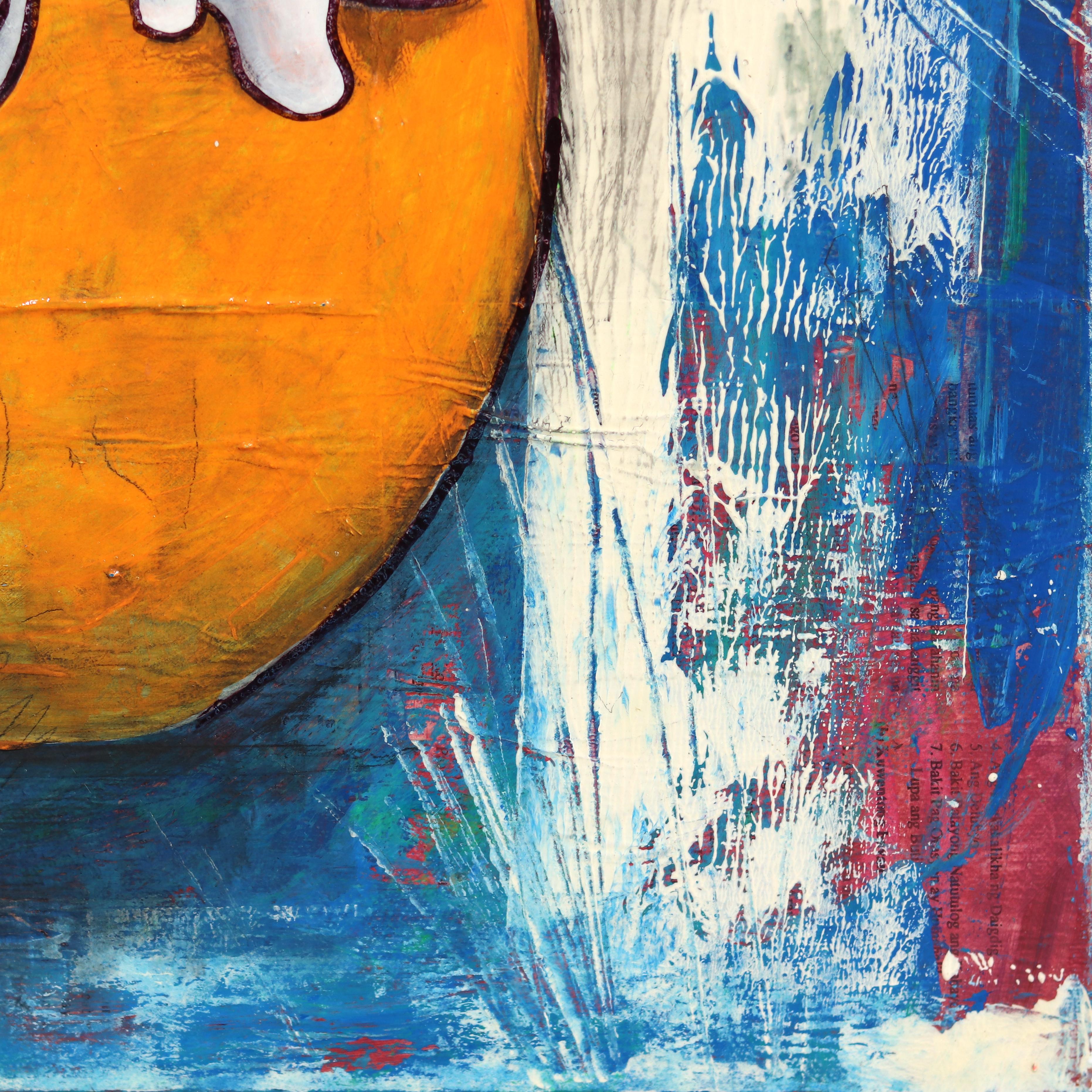 The One With The Paper Boat - Abstract Whimsical Mixed Media Figurative Artwork For Sale 6