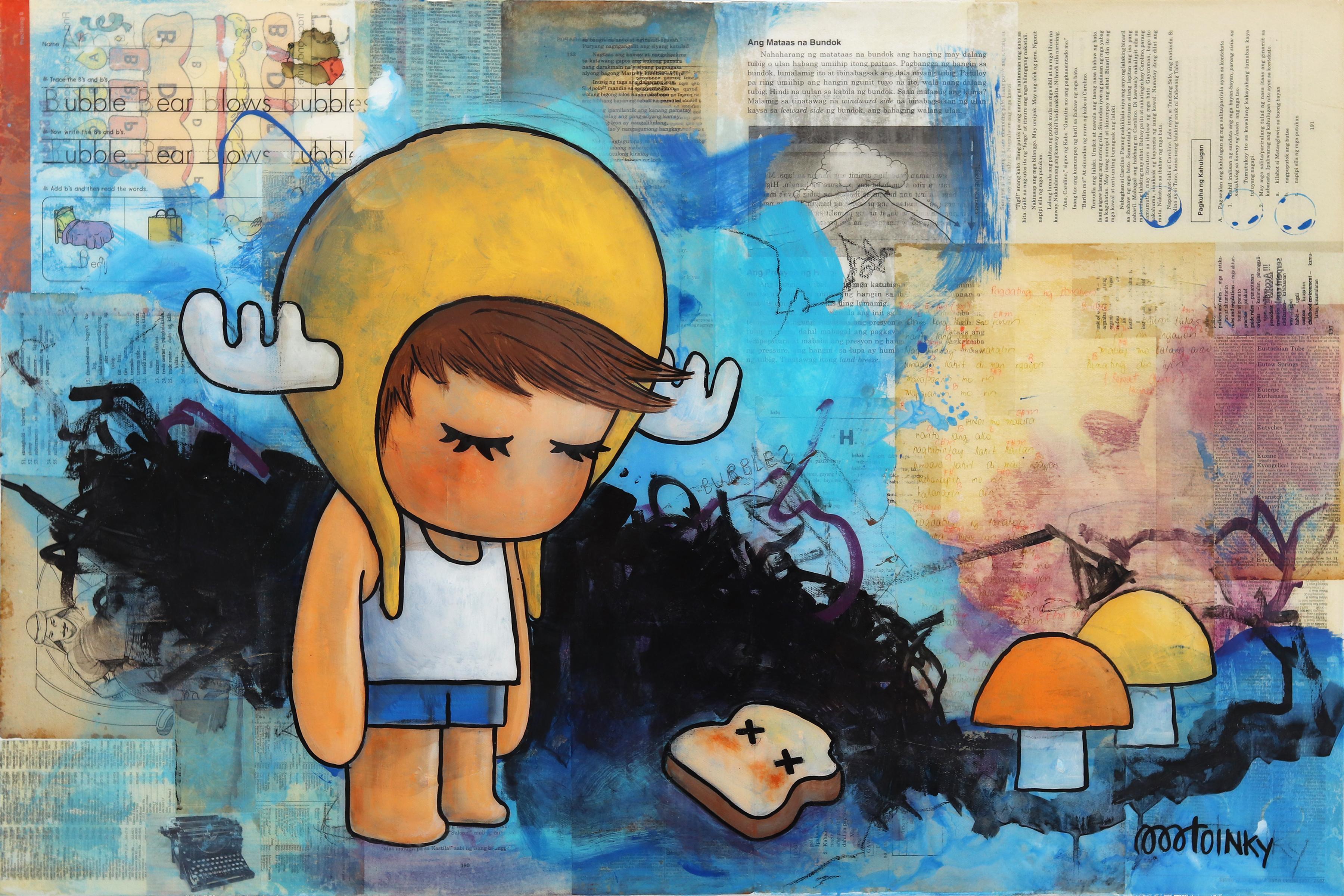 Original Mixed Media-Gemälde „The Sad One“ inspiriert von Filipino Folklore