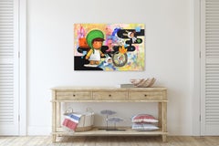 This is How We Roll - Colorful Contemporary Mixed Media Figurative Artwork