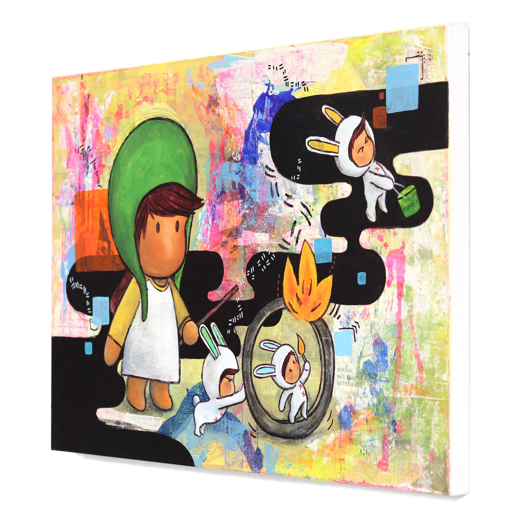 This is How We Roll - Buntes zeitgenössisches figuratives Kunstwerk aus gemischten Medien im Angebot 1