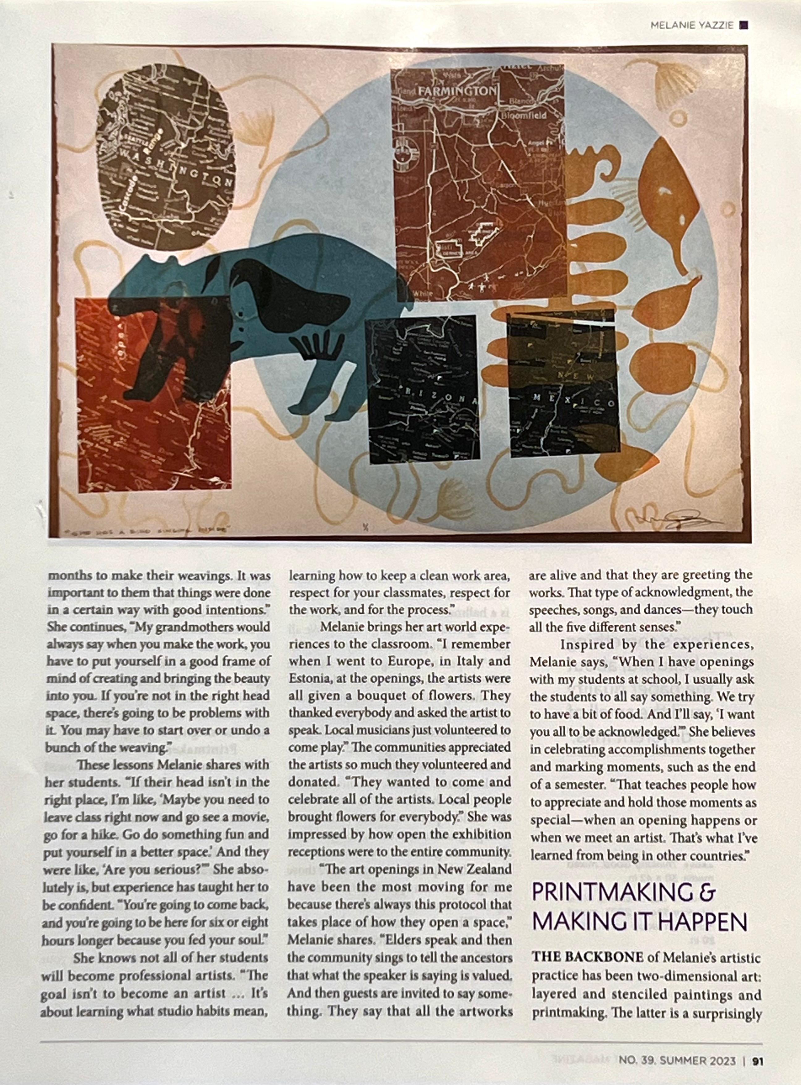 Message en forme de cœur, par Melanie Yazzie, œuvre sur papier, encadrée, jaune, abstraite, bleu en vente 5
