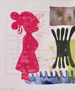 Morning Song, by Melanie Yazzie, work on paper, monotype, female, red, blue