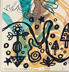 Travel In Dreams, by Melanie Yazzie, work on paper, abstract, yellow, green