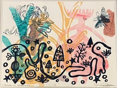 Travel In Dreams, de Melanie Yazzie, œuvre sur papier, abstrait, jaune, vert