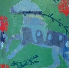 Just Starting Out, by Melanie Yazzie, Navajo, painting, collage, horse, green