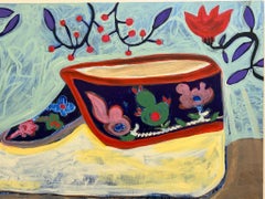 Moccasins with Seed Pods, painting by Melanie Yazzie, Denver Art Museum, floral