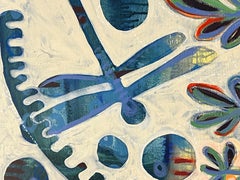 Mountain Trip, painting, by Melanie Yazzie, dragonfly, white, blue, orange