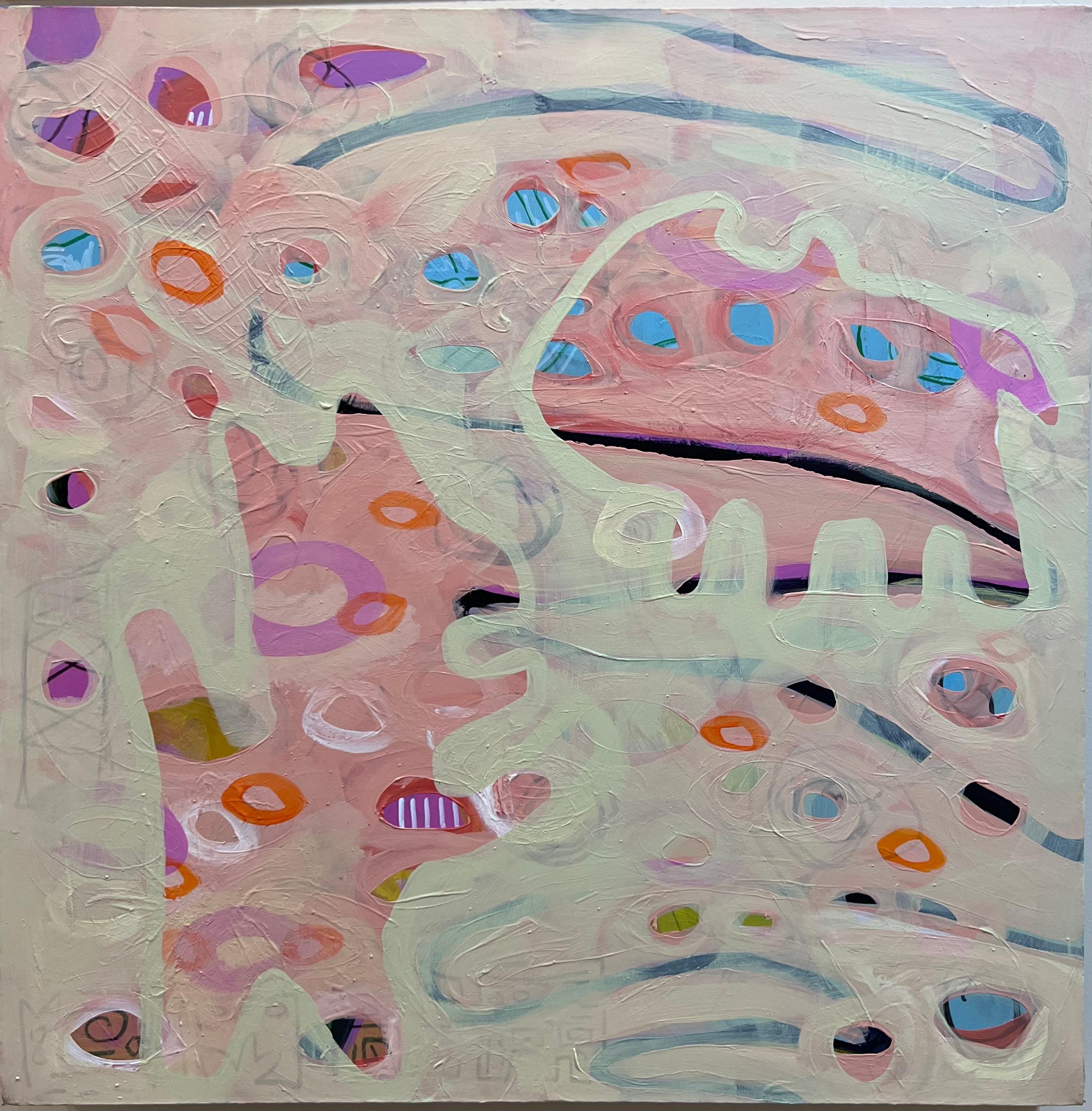 Seed Pod in Spring Shower, von Melanie Yazzie, Gemälde, Hunde, abstrakt, rosa