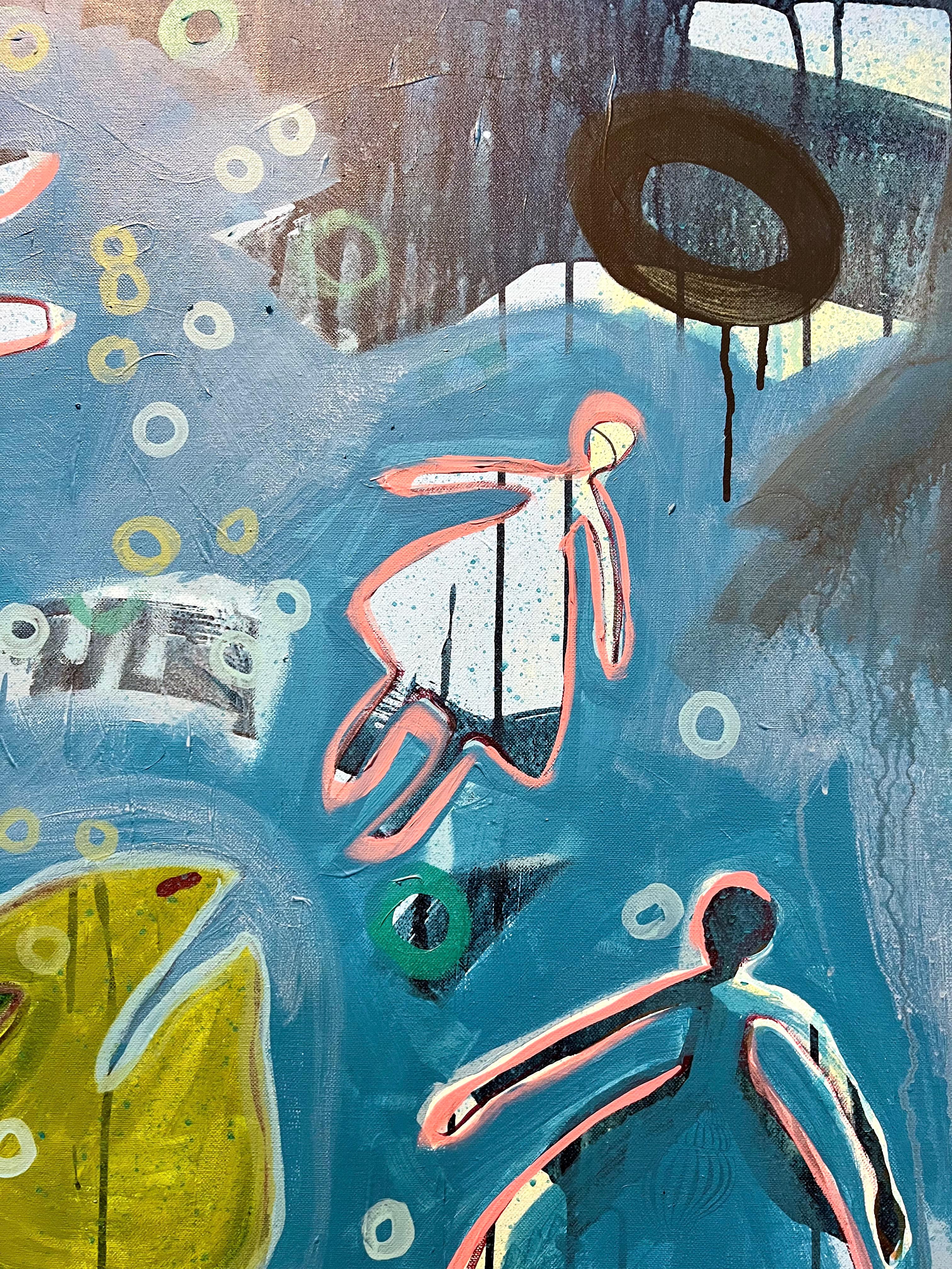 The Dream, von Melanie Yazzie, Navajo, Gemälde, vertikal, Schildkröte, Blau, Grün 2